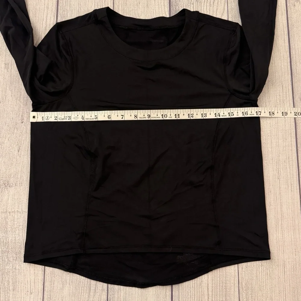 Lululemon Sheer Will Long Sleeve Women's Size 6 Black Mesh Running Shirt Workout